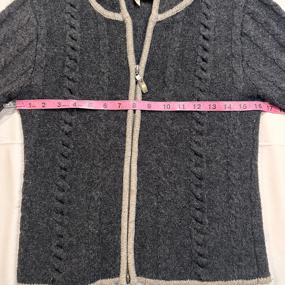 VTG 90s Twiggy Lambswool Hooded Zip Cardigan Minimal Knit Sweater | XS/S - Picture 7 of 11